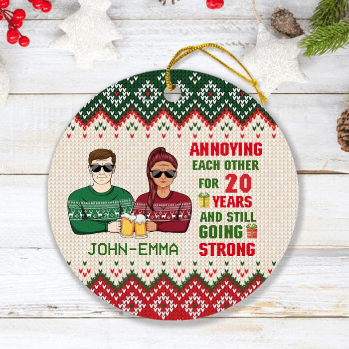 Custom Personalized Christmas Couple Circle Ornament - Anniversary Gift For Couple/Christmas - Annoying Each Other For 20 Years And Still Going Strong