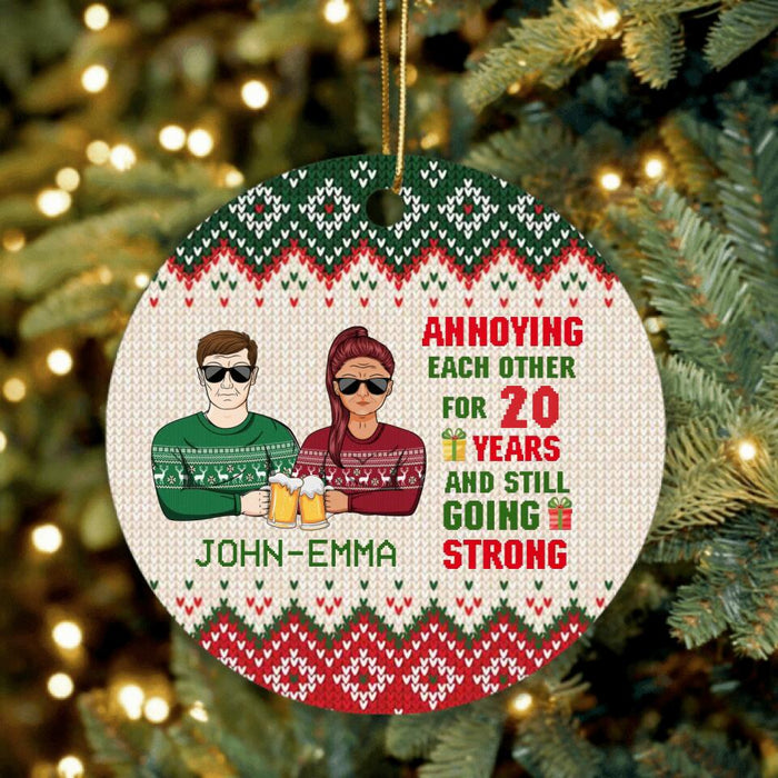 Custom Personalized Christmas Couple Circle Ornament - Anniversary Gift For Couple/Christmas - Annoying Each Other For 20 Years And Still Going Strong