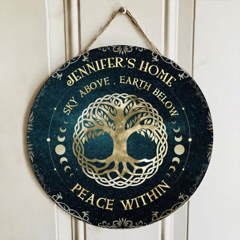 Personalized Halloween Wooden Sign - Best Gift Idea For Halloween - Sky Above, Earth Below, Peace Within