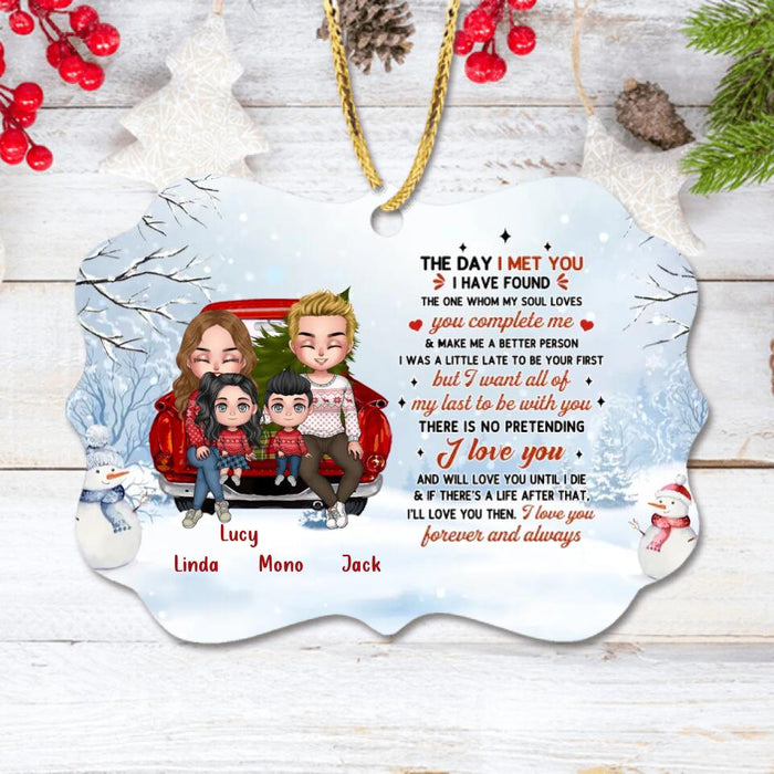 Custom Personalized Christmas Couple On Car Rectangle Ornament - Gift Idea For Christmas/Couple With Up To 2 Kids - The Day I Met You I Have Found The One Whom My Soul Loves