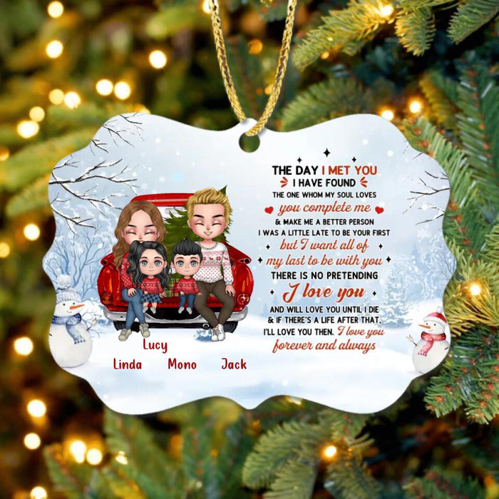 Custom Personalized Christmas Couple On Car Rectangle Ornament - Gift Idea For Christmas/Couple With Up To 2 Kids - The Day I Met You I Have Found The One Whom My Soul Loves