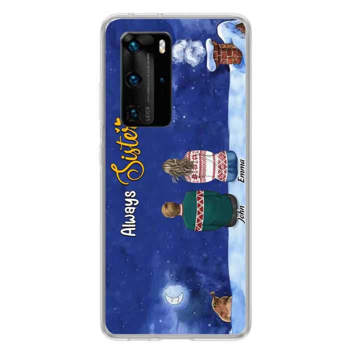 Custom Personalized Christmas Brother & Sister Phone Case - Christmas Gift Idea For Siblings - Upto 12 People - Always Sisters - Case For Xiaomi, Oppo And Huawei