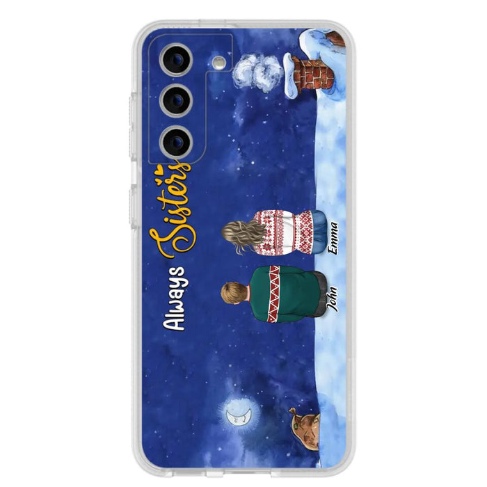 Custom Personalized Christmas Brother & Sister Phone Case - Christmas Gift Idea For Siblings - Upto 12 People - Always Sisters - Case For iPhone And Samsung