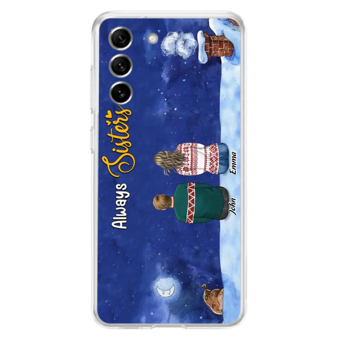 Custom Personalized Christmas Brother & Sister Phone Case - Christmas Gift Idea For Siblings - Upto 12 People - Always Sisters - Case For iPhone And Samsung