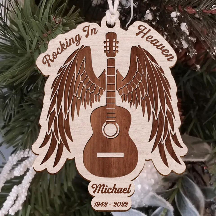 Custom Personalized Wooden Ornament - Gift Idea For Christmas/ Memorial Gift Idea - Rocking In Heaven