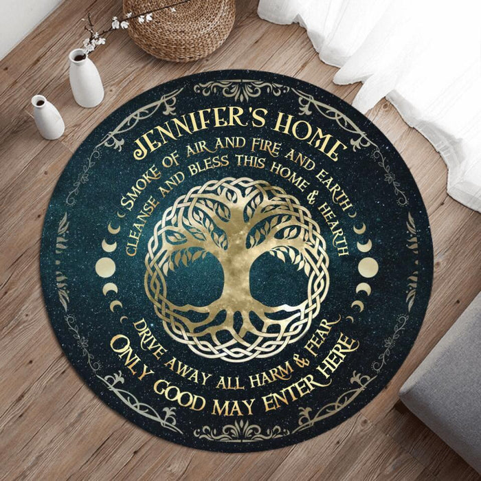 Custom Personalized Halloween Round Rug - Best Gift Idea For Halloween - Smoke Of Air And Fire And Earth Cleanse and Bless This Home
