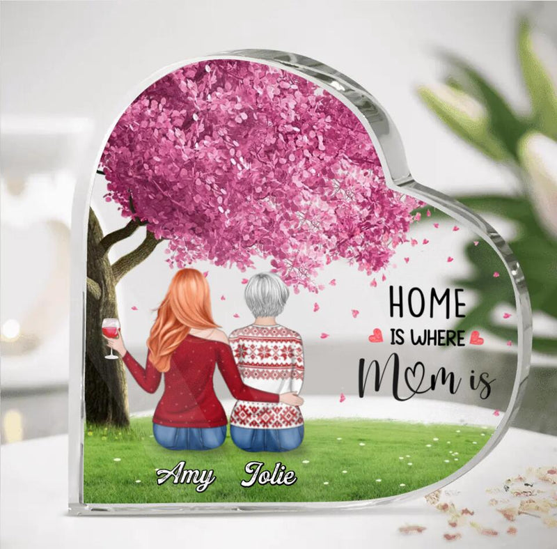Personalized Mother Crystal Heart - Up to 4 People - Gift Idea For Mother's Day/Christmas - Home Is Where Mom Is