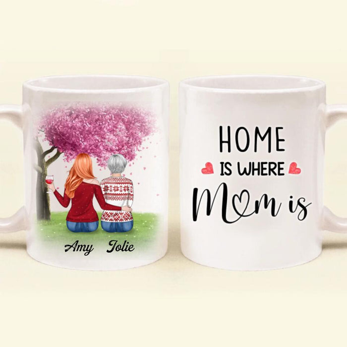 Custom Personalized Mother Mug - Upto 4 People - Gift Idea For Mother's Day/Christmas - Home Is Where Mom Is