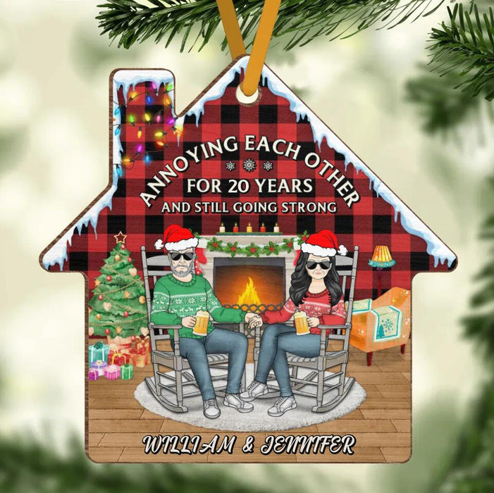 Custom Personalized Couple Wooden Ornament - Christmas/Anniversary Gift Idea For Couple - Annoying Each Other For Years And Still Going Strong