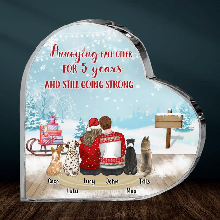 Custom Personalized Couple Crystal Heart - Upto 4 Dogs - Christmas Gift Idea For Dog Lovers -
Annoying Each Other For Years And Still Going Strong