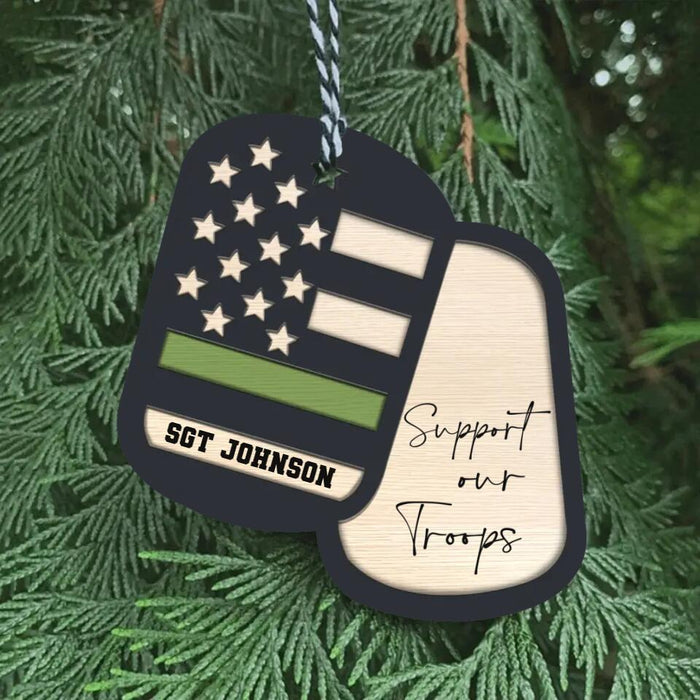 Custom Personalized Veteran Wooden Ornament - Christmas Gift Idea For Veteran - Support Our Troops