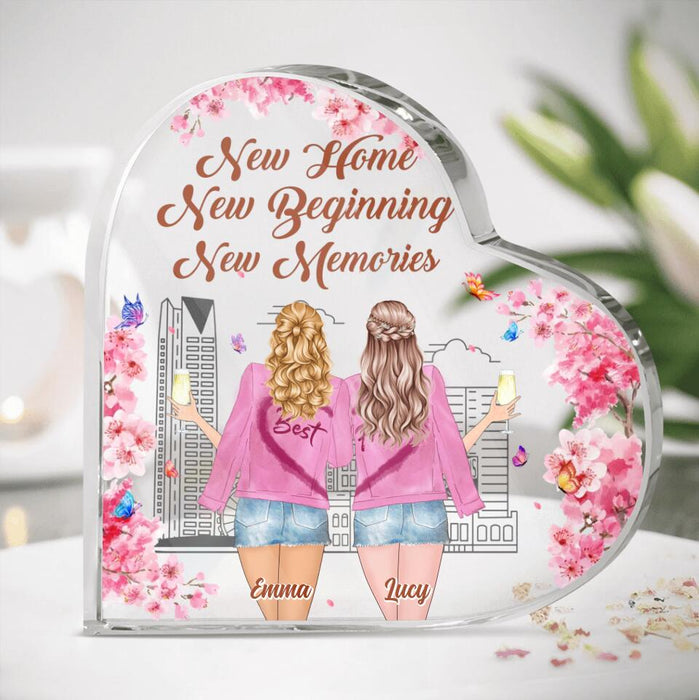 Custom Personalized Bestie Crystal Heart - Gift Idea For Bestie/ Housewarming - New Home New Beginning New Memories