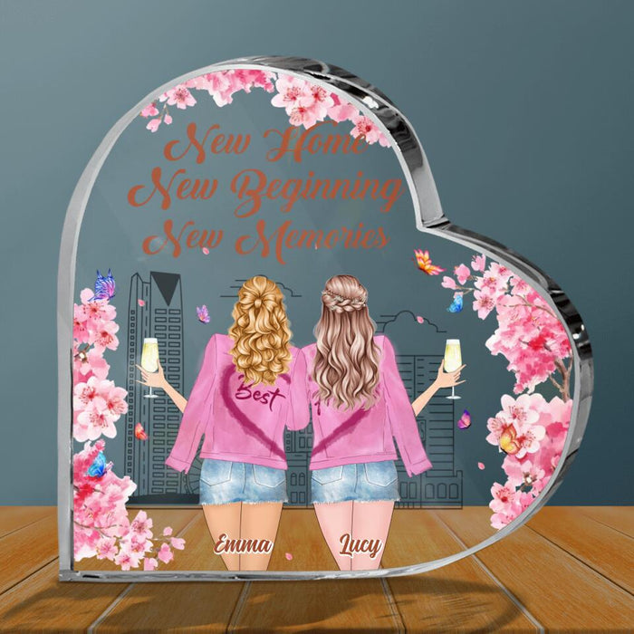 Custom Personalized Bestie Crystal Heart - Gift Idea For Bestie/ Housewarming - New Home New Beginning New Memories