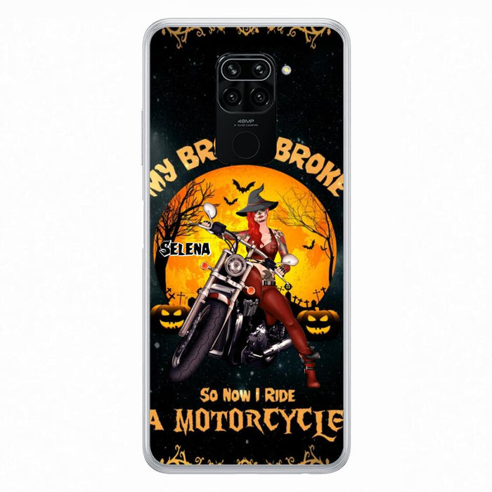 Custom Personalized Witch Phone Case - Upto 4 Dogs - Halloween Gifts For Friends/Dog Lovers  - My Broom Broke So Now I Ride A Motorcycle - Case For Xiaomi/Oppo/Huawei