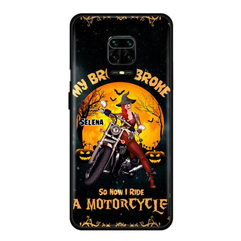 Personalized Witch Phone Case - Up to 4 Dogs - Halloween Gifts For Friends/Dog Lovers  - My Broom Broke So Now I Ride A Motorcycle - Case For Xiaomi/Oppo/Huawei
