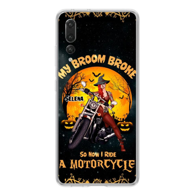 Personalized Witch Phone Case - Up to 4 Dogs - Halloween Gifts For Friends/Dog Lovers  - My Broom Broke So Now I Ride A Motorcycle - Case For Xiaomi/Oppo/Huawei