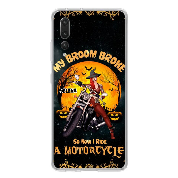 Custom Personalized Witch Phone Case - Upto 4 Dogs - Halloween Gifts For Friends/Dog Lovers  - My Broom Broke So Now I Ride A Motorcycle - Case For Xiaomi/Oppo/Huawei