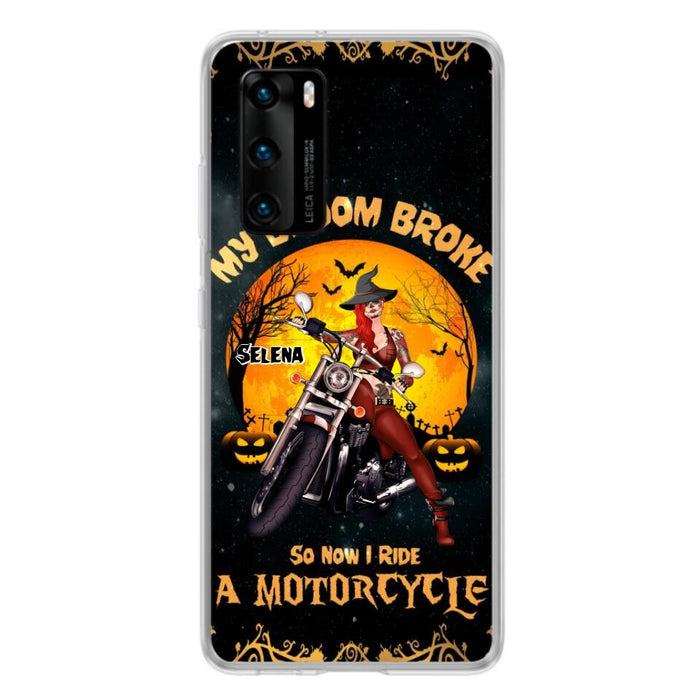 Custom Personalized Witch Phone Case - Upto 4 Dogs - Halloween Gifts For Friends/Dog Lovers  - My Broom Broke So Now I Ride A Motorcycle - Case For Xiaomi/Oppo/Huawei