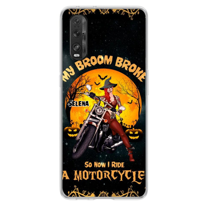 Custom Personalized Witch Phone Case - Upto 4 Dogs - Halloween Gifts For Friends/Dog Lovers  - My Broom Broke So Now I Ride A Motorcycle - Case For Xiaomi/Oppo/Huawei