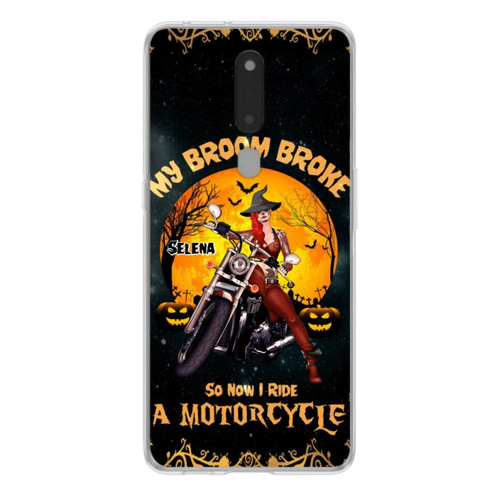 Custom Personalized Witch Phone Case - Upto 4 Dogs - Halloween Gifts For Friends/Dog Lovers  - My Broom Broke So Now I Ride A Motorcycle - Case For Xiaomi/Oppo/Huawei