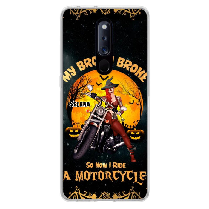 Custom Personalized Witch Phone Case - Upto 4 Dogs - Halloween Gifts For Friends/Dog Lovers  - My Broom Broke So Now I Ride A Motorcycle - Case For Xiaomi/Oppo/Huawei