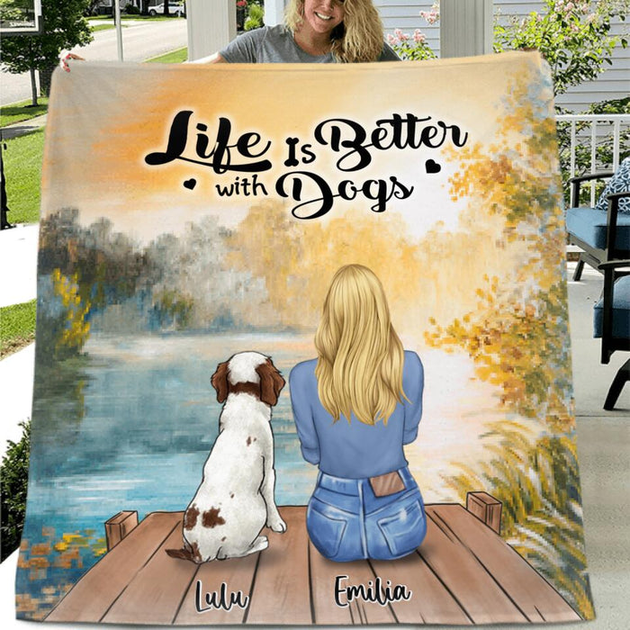 Custom Personalized Dog Mom Fleece/Quilt  Blanket - Best Gift For Dog Lover - Life Is Better With Dogs