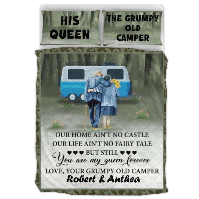 Custom Personalized Camping Couple Quilt Bed Sets - Best Gift Idea For Grandparents - You Are My Queen Forever