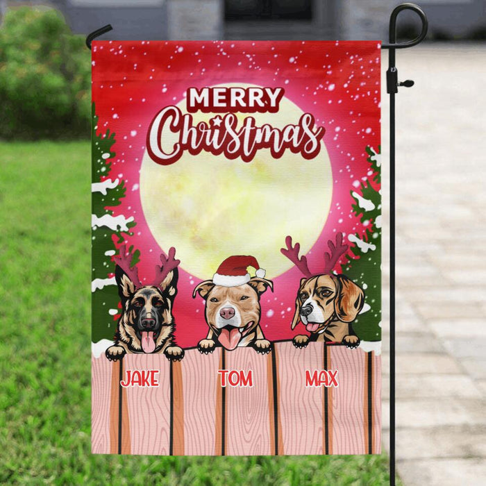 Personalized Dog Merry Chistmas Garden Flag - Gift For Dog Lovers