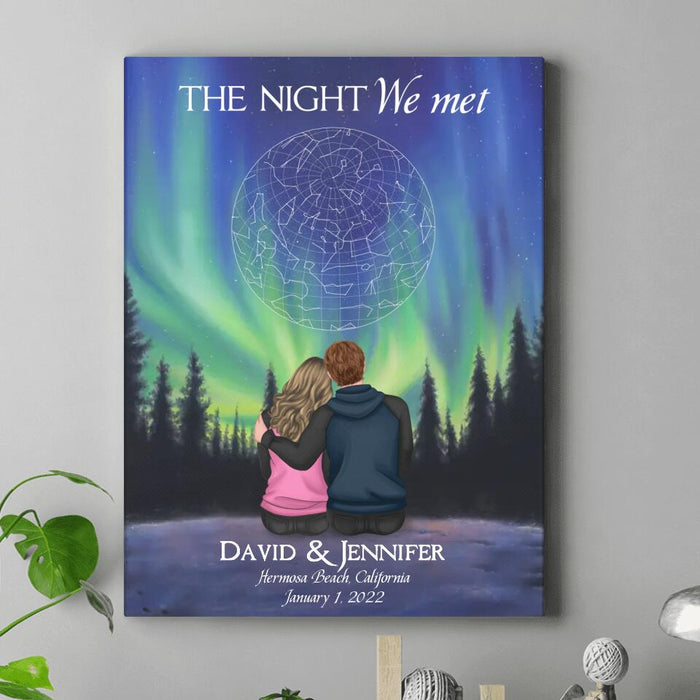 Custom Personalized Couple Under The Stars Canvas - Custom Star Map - Best Gift Idea For Couple - The Night We Met