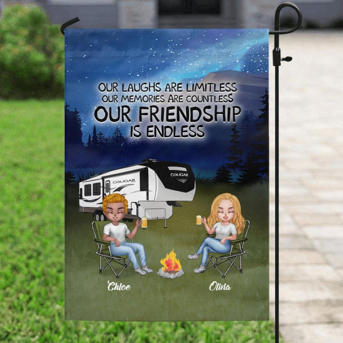 Custom Personalized Camping Friends Flag - Upto 4 People - Gift Idea For Friends/ Camping Lover - Life Is Better When You're Camping With Friends