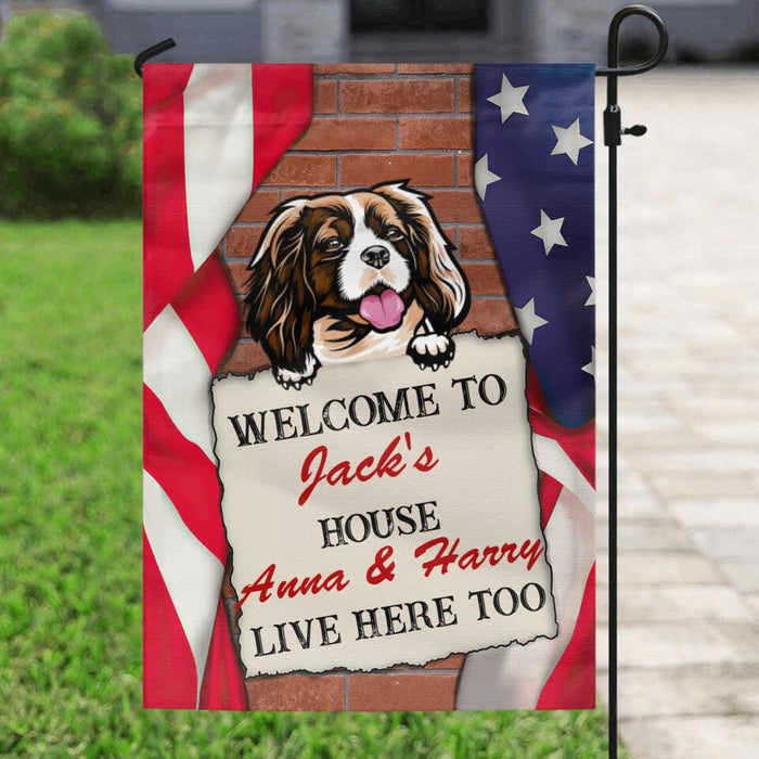 Custom Personalized Pet Flag - Upto 3 Dogs/Cats - Gift Idea For Dog/Cat Lover - Welcome To House