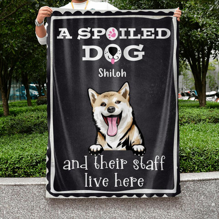 Custom Personalized Spoiled Dog Flag Sign - Gift Idea For Dog Lovers - Up To 5 Dogs - A Spoiled Dog And Their Staff Live Here