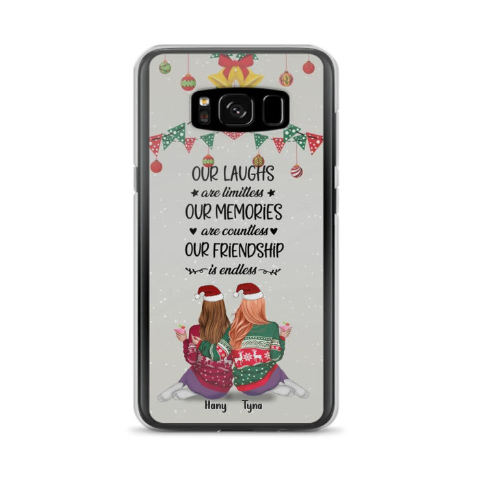 Custom Personalized Christmas Friends Phone Case - Gift Idea For Best Friends With Up To 5 Girls - Our Laughs Are Limitless - Cases For iPhone And Samsung