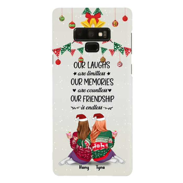 Custom Personalized Christmas Friends Phone Case - Gift Idea For Best Friends With Up To 5 Girls - Our Laughs Are Limitless - Cases For iPhone And Samsung