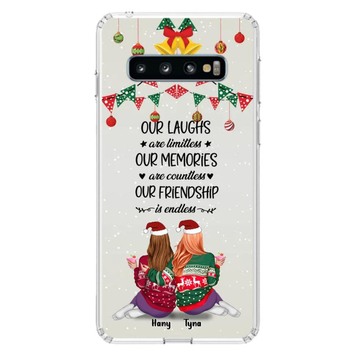 Custom Personalized Christmas Friends Phone Case - Gift Idea For Best Friends With Up To 5 Girls - Our Laughs Are Limitless - Cases For iPhone And Samsung