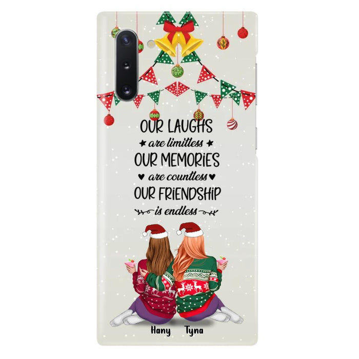 Custom Personalized Christmas Friends Phone Case - Gift Idea For Best Friends With Up To 5 Girls - Our Laughs Are Limitless - Cases For iPhone And Samsung