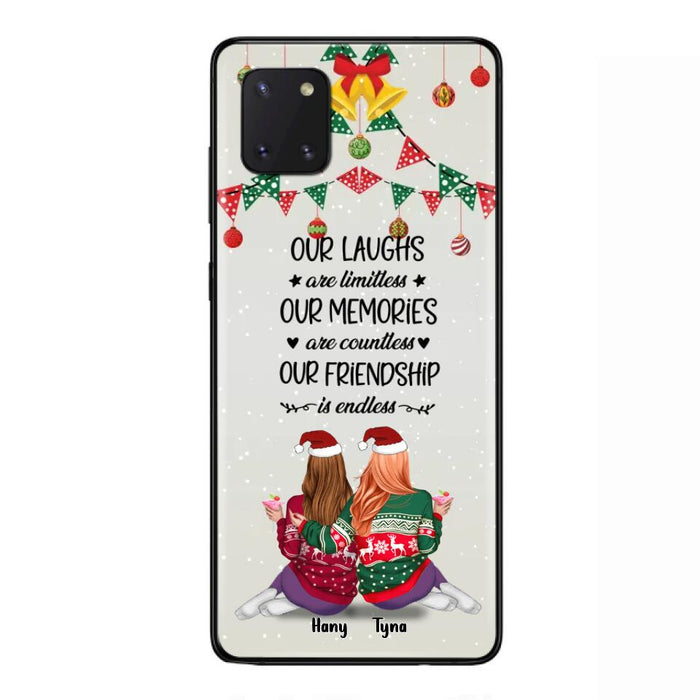 Custom Personalized Christmas Friends Phone Case - Gift Idea For Best Friends With Up To 5 Girls - Our Laughs Are Limitless - Cases For iPhone And Samsung