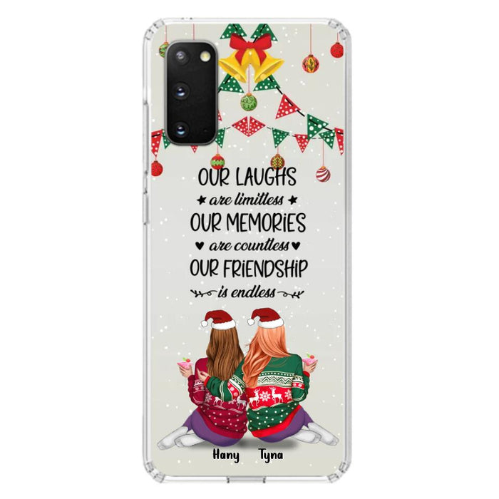 Custom Personalized Christmas Friends Phone Case - Gift Idea For Best Friends With Up To 5 Girls - Our Laughs Are Limitless - Cases For iPhone And Samsung