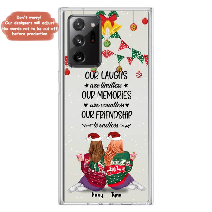 Custom Personalized Christmas Friends Phone Case - Gift Idea For Best Friends With Up To 5 Girls - Our Laughs Are Limitless - Cases For iPhone And Samsung