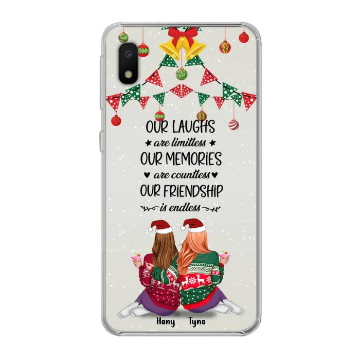 Custom Personalized Christmas Friends Phone Case - Gift Idea For Best Friends With Up To 5 Girls - Our Laughs Are Limitless - Cases For iPhone And Samsung