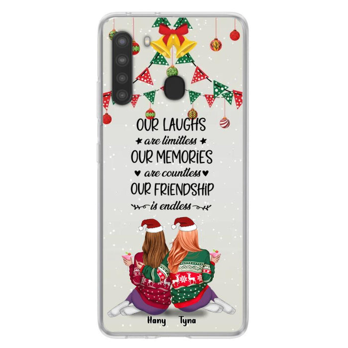 Custom Personalized Christmas Friends Phone Case - Gift Idea For Best Friends With Up To 5 Girls - Our Laughs Are Limitless - Cases For iPhone And Samsung