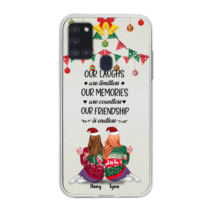 Custom Personalized Christmas Friends Phone Case - Gift Idea For Best Friends With Up To 5 Girls - Our Laughs Are Limitless - Cases For iPhone And Samsung