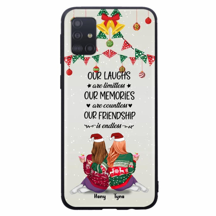 Custom Personalized Christmas Friends Phone Case - Gift Idea For Best Friends With Up To 5 Girls - Our Laughs Are Limitless - Cases For iPhone And Samsung