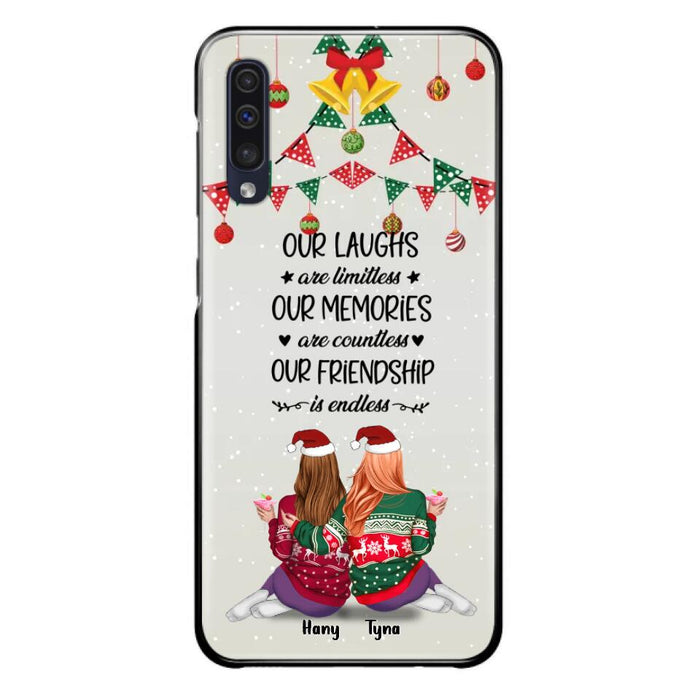 Custom Personalized Christmas Friends Phone Case - Gift Idea For Best Friends With Up To 5 Girls - Our Laughs Are Limitless - Cases For iPhone And Samsung