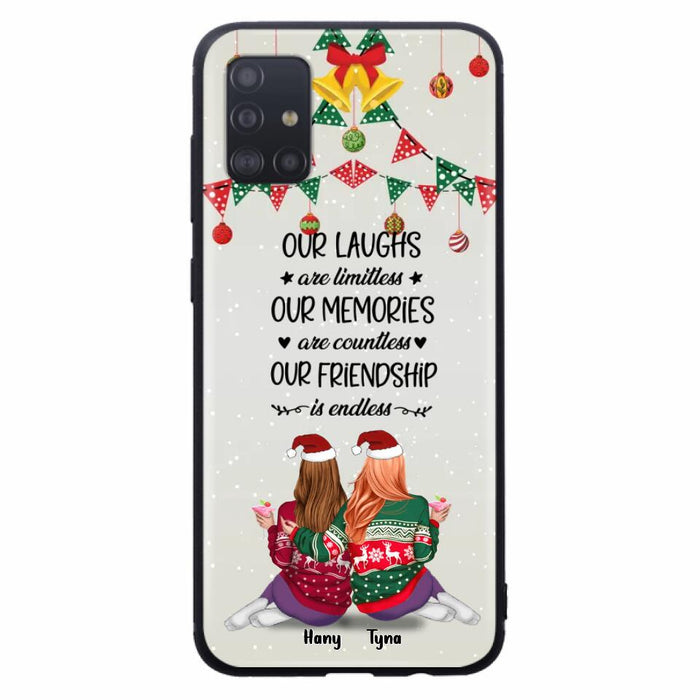 Custom Personalized Christmas Friends Phone Case - Gift Idea For Best Friends With Up To 5 Girls - Our Laughs Are Limitless - Cases For iPhone And Samsung