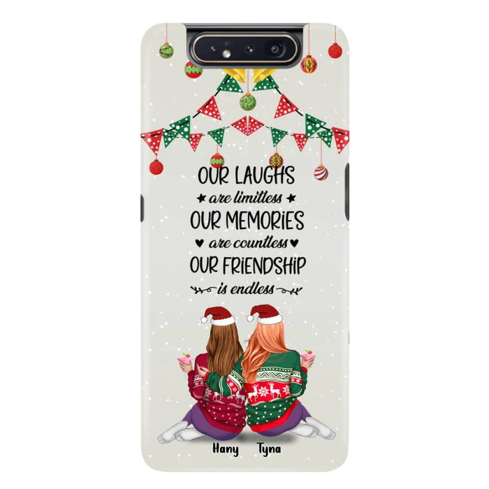 Custom Personalized Christmas Friends Phone Case - Gift Idea For Best Friends With Up To 5 Girls - Our Laughs Are Limitless - Cases For iPhone And Samsung