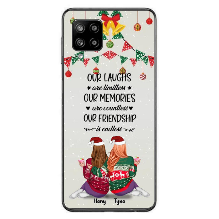 Custom Personalized Christmas Friends Phone Case - Gift Idea For Best Friends With Up To 5 Girls - Our Laughs Are Limitless - Cases For iPhone And Samsung