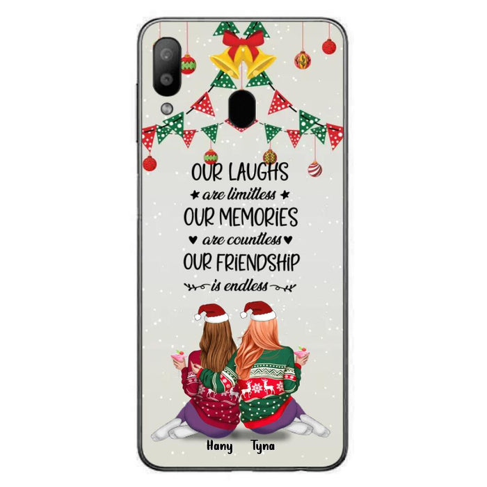 Custom Personalized Christmas Friends Phone Case - Gift Idea For Best Friends With Up To 5 Girls - Our Laughs Are Limitless - Cases For iPhone And Samsung