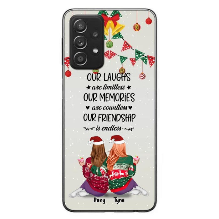 Custom Personalized Christmas Friends Phone Case - Gift Idea For Best Friends With Up To 5 Girls - Our Laughs Are Limitless - Cases For iPhone And Samsung