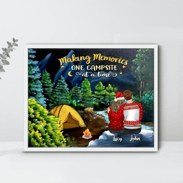 Custom Personalized Camping Christmas Couple Horizontal Poster - Christmas Gift Idea For Couple - Making Memories One Campsite At A Time